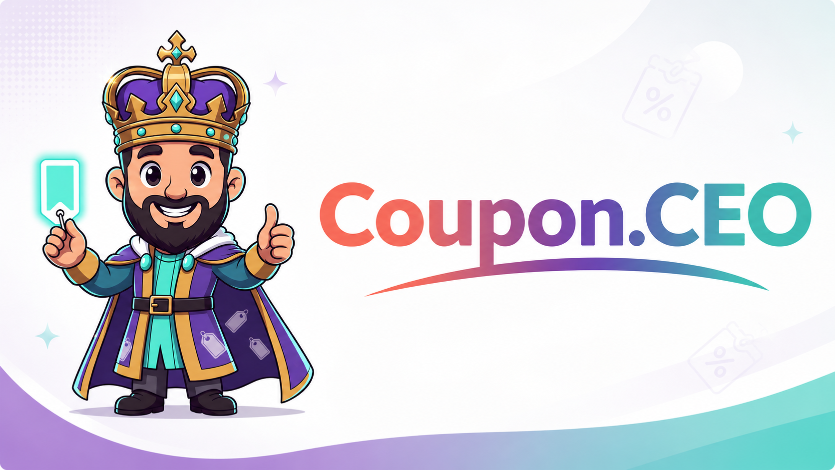 Coupon CEO branding with Crowny the Coupon King